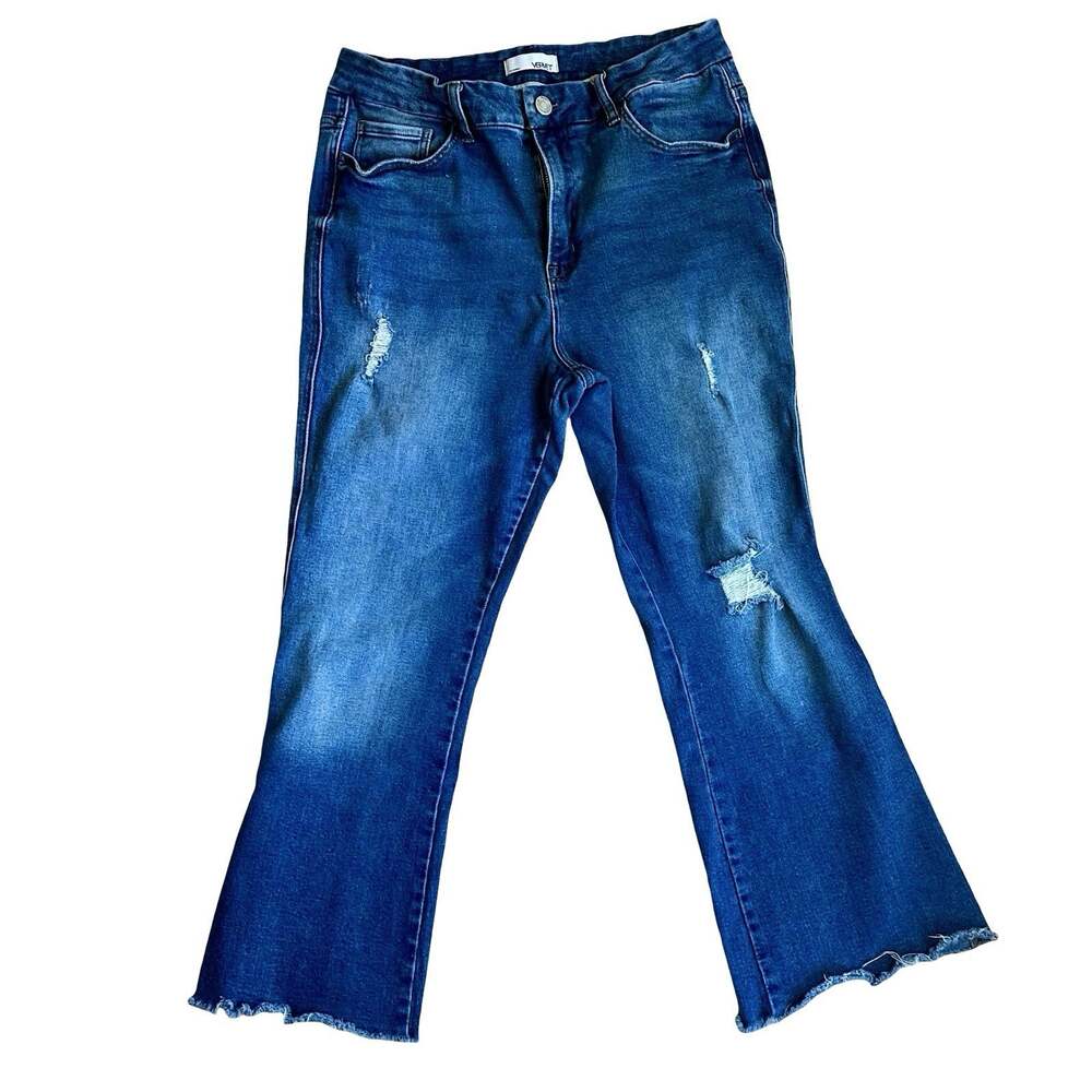 Vervet by Flying Monkey Distressed High Rise Crop Flare Jeans Size 16